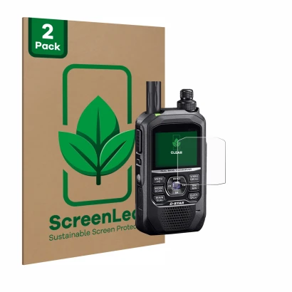 Parte frontale di una confezione del prodotto con il logo del marchio ScreenLeaf. Accanto è raffigurato il dispositivo Icom ID
