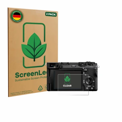 Parte frontale di una confezione del prodotto con il logo del marchio ScreenLeaf. Accanto è raffigurato il dispositivo Sony Al