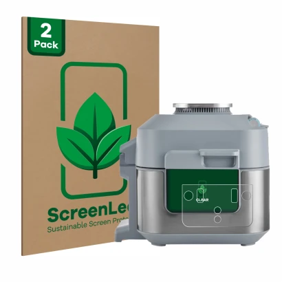 Parte frontale di una confezione del prodotto con il logo del marchio ScreenLeaf. Accanto è raffigurato il dispositivo Ninja S