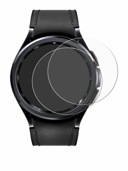Immagine del dispositivo Samsung Galaxy Watch 6 Classic (43 mm) con un'ampia varietà di protezioni per lo schermo.