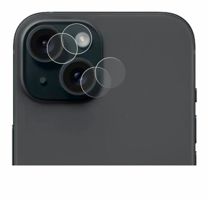 Immagine del dispositivo Apple iPhone 15 (SOLO Fotocamera) con un'ampia varietà di protezioni per lo schermo.