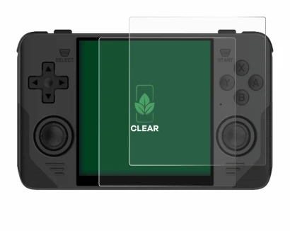 Immagine del dispositivo Powkiddy RGB30 con un'ampia varietà di protezioni per lo schermo.