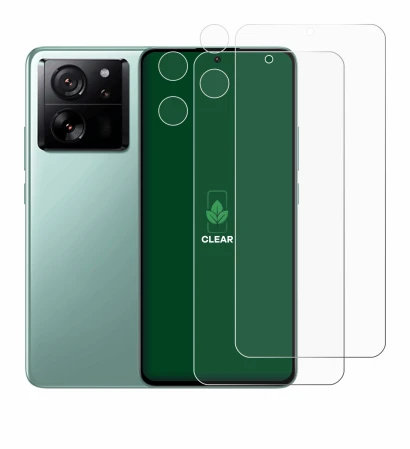 Immagine del dispositivo Xiaomi 13T Pro (Fronte+Fotocamera) con un'ampia varietà di protezioni per lo schermo.