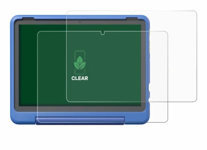 Immagine del dispositivo Amazon Fire HD 10 Kids Pro 2023 con un'ampia varietà di protezioni per lo schermo.