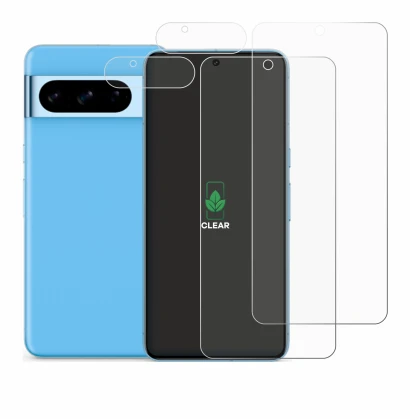 Immagine del dispositivo Google Pixel 8 Pro (Fronte+Fotocamera) con un'ampia varietà di protezioni per lo schermo.