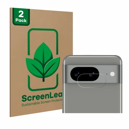 Parte frontale di una confezione del prodotto con il logo del marchio ScreenLeaf. Accanto è raffigurato il dispositivo Google 