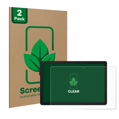 Parte frontale di una confezione del prodotto con il logo del marchio ScreenLeaf. Accanto è raffigurato il dispositivo Samsung