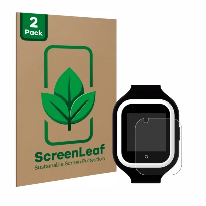 Parte frontale di una confezione del prodotto con il logo del marchio ScreenLeaf. Accanto è raffigurato il dispositivo SaveFam