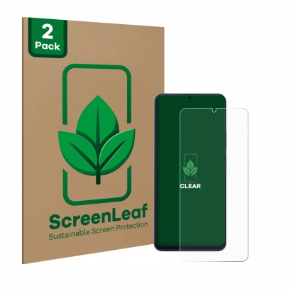 Parte frontale di una confezione del prodotto con il logo del marchio ScreenLeaf. Accanto è raffigurato il dispositivo Blackvi