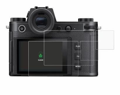Immagine del dispositivo Leica SL3 (Display + display a spalla) con un'ampia varietà di protezioni per lo schermo.
