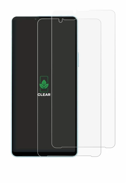 Immagine del dispositivo Sony Xperia 10 VI con un'ampia varietà di protezioni per lo schermo.