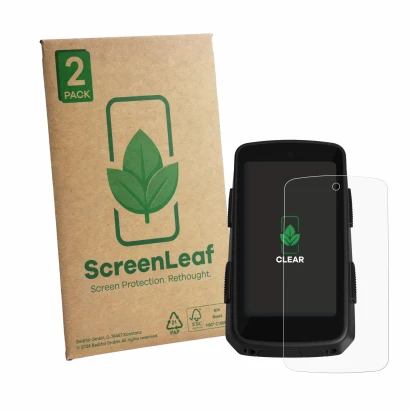 Parte frontale di una confezione del prodotto con il logo del marchio ScreenLeaf. Accanto è raffigurato il dispositivo Hammerh