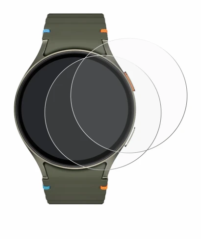 Immagine del dispositivo Samsung Galaxy Watch 7 (44 mm) con un'ampia varietà di protezioni per lo schermo.