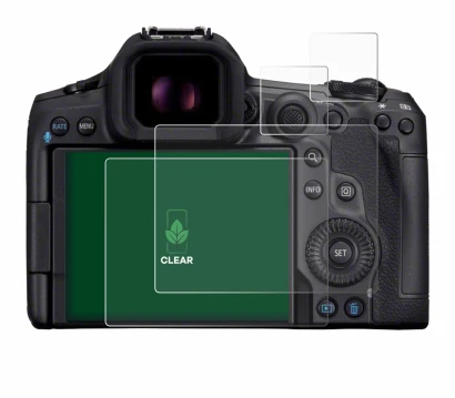 Immagine del dispositivo Canon EOS R5 Mark II con un'ampia varietà di protezioni per lo schermo.
