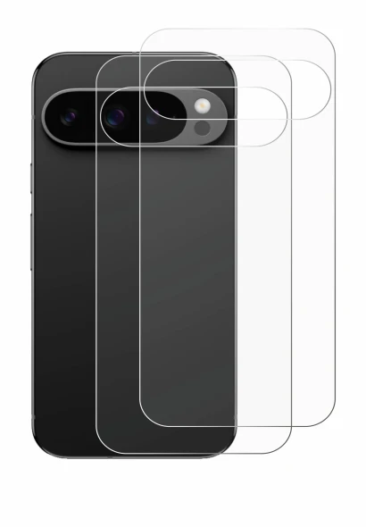 Immagine del dispositivo Google Pixel 9 Pro (Posteriore) con un'ampia varietà di protezioni per lo schermo.
