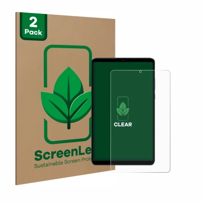 Parte frontale di una confezione del prodotto con il logo del marchio ScreenLeaf. Accanto è raffigurato il dispositivo Xiaomi 