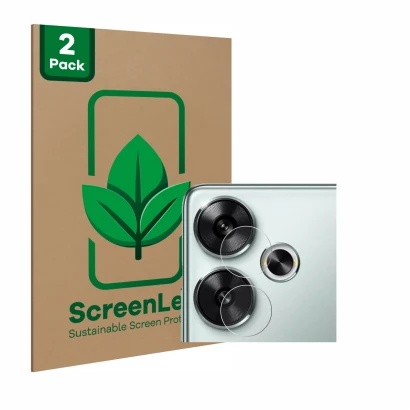 Parte frontale di una confezione del prodotto con il logo del marchio ScreenLeaf. Accanto è raffigurato il dispositivo Xiaomi 