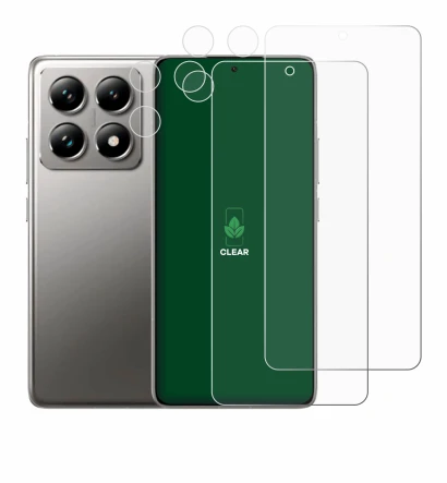 Immagine del dispositivo Xiaomi 14T Pro (Fronte+Fotocamera) con un'ampia varietà di protezioni per lo schermo.