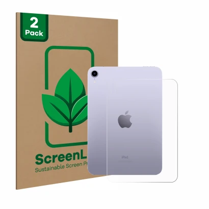 Parte frontale di una confezione del prodotto con il logo del marchio ScreenLeaf. Accanto è raffigurato il dispositivo Apple i