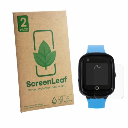 Parte frontale di una confezione del prodotto con il logo del marchio ScreenLeaf. Accanto è raffigurato il dispositivo One2Tra