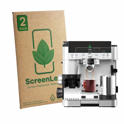 Parte frontale di una confezione del prodotto con il logo del marchio ScreenLeaf. Accanto è raffigurato il dispositivo Ninja L