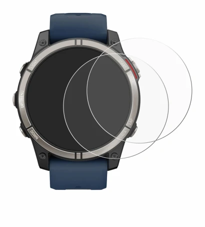 Immagine del dispositivo Garmin quatix 7 Pro con un'ampia varietà di protezioni per lo schermo.