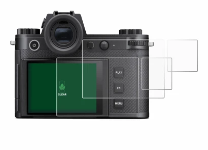 Immagine del dispositivo Leica SL3-S (Display + display a spalla) con un'ampia varietà di protezioni per lo schermo.