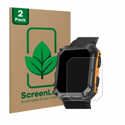 Parte frontale di una confezione del prodotto con il logo del marchio ScreenLeaf. Accanto è raffigurato il dispositivo Stahlge