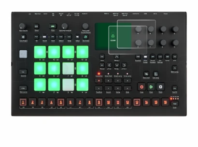 Immagine del dispositivo Elektron Analog Rytm MKII con un'ampia varietà di protezioni per lo schermo.