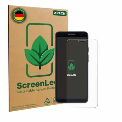 Parte frontale di una confezione del prodotto con il logo del marchio ScreenLeaf. Accanto è raffigurato il dispositivo Honeywe