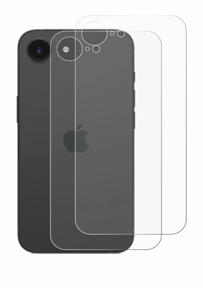 Immagine del dispositivo Apple iPhone 16e (Posteriore) con un'ampia varietà di protezioni per lo schermo.