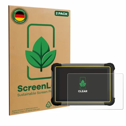 Parte frontale di una confezione del prodotto con il logo del marchio ScreenLeaf. Accanto è raffigurato il dispositivo Leica i