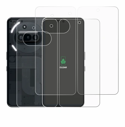Immagine del dispositivo Nothing Phone (3a) (Fronte+Retro) con un'ampia varietà di protezioni per lo schermo.
