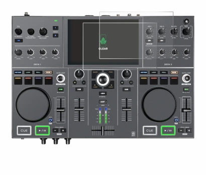 Immagine del dispositivo Denon DJ Prime Go+ con un'ampia varietà di protezioni per lo schermo.