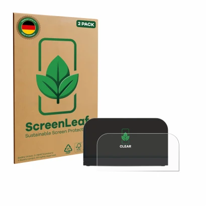 Parte frontale di una confezione del prodotto con il logo del marchio ScreenLeaf. Accanto è raffigurato il dispositivo Nintend