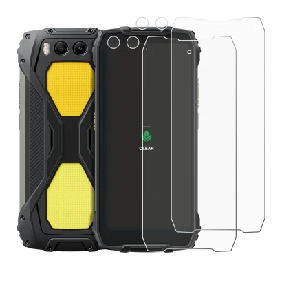 Immagine del dispositivo Blackview BV7300 (Fronte+Fotocamera) con un'ampia varietà di protezioni per lo schermo.