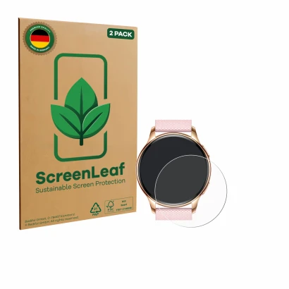 Parte frontale di una confezione del prodotto con il logo del marchio ScreenLeaf. Accanto è raffigurato il dispositivo Maoo VT