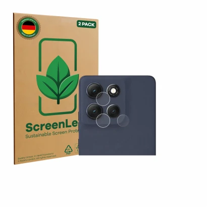 Parte frontale di una confezione del prodotto con il logo del marchio ScreenLeaf. Accanto è raffigurato il dispositivo Motorol