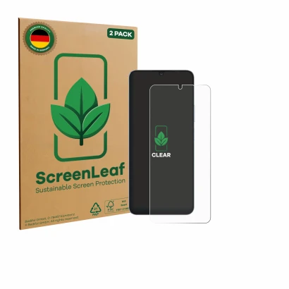 Parte frontale di una confezione del prodotto con il logo del marchio ScreenLeaf. Accanto è raffigurato il dispositivo Blackvi