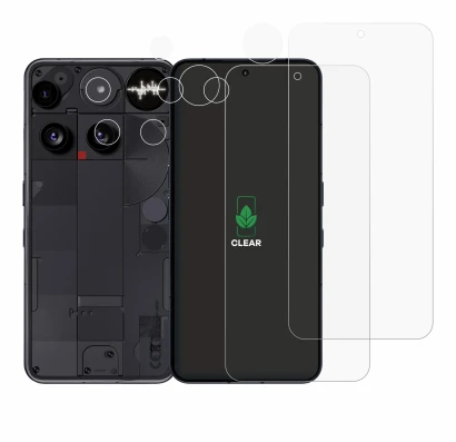 Immagine del dispositivo Nothing Phone (3) (Fronte+Fotocamera) con un'ampia varietà di protezioni per lo schermo.