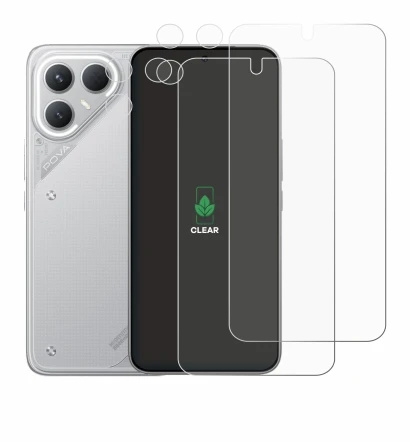 Immagine del dispositivo Tecno Pova 7 Pro (Fronte+Fotocamera) con un'ampia varietà di protezioni per lo schermo.