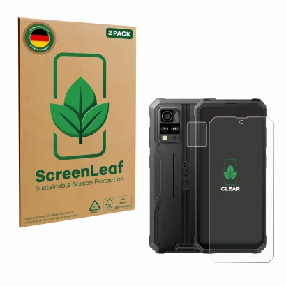 Parte frontale di una confezione del prodotto con il logo del marchio ScreenLeaf. Accanto è raffigurato il dispositivo Blackvi