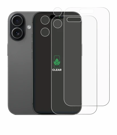 Immagine del dispositivo Apple iPhone 17 (Fronte+Fotocamera) con un'ampia varietà di protezioni per lo schermo.