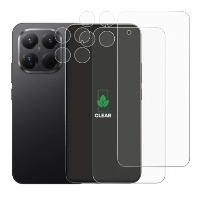 Immagine del dispositivo Xiaomi 15T Pro (Fronte+Fotocamera) con un'ampia varietà di protezioni per lo schermo.