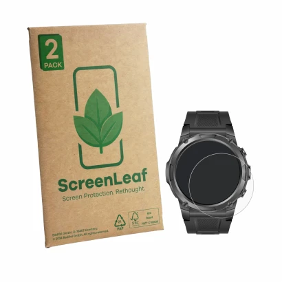 Parte frontale di una confezione del prodotto con il logo del marchio ScreenLeaf. Accanto è raffigurato il dispositivo Gard Pr