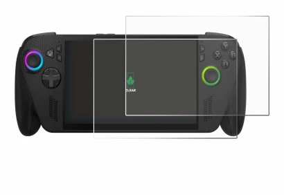 Immagine del dispositivo ASUS ROG Ally X 2025 con un'ampia varietà di protezioni per lo schermo.