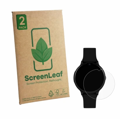 Parte frontale di una confezione del prodotto con il logo del marchio ScreenLeaf. Accanto è raffigurato il dispositivo One2Tra