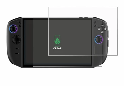 Immagine del dispositivo Lenovo Legion Go Gen 2 con un'ampia varietà di protezioni per lo schermo.