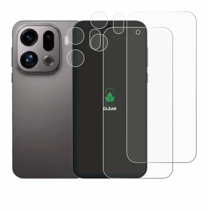 Immagine del dispositivo Oppo Find X9 (Fronte+Fotocamera) con un'ampia varietà di protezioni per lo schermo.