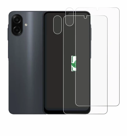 Immagine del dispositivo Samsung Galaxy A07 (Fronte+Fotocamera) con un'ampia varietà di protezioni per lo schermo.